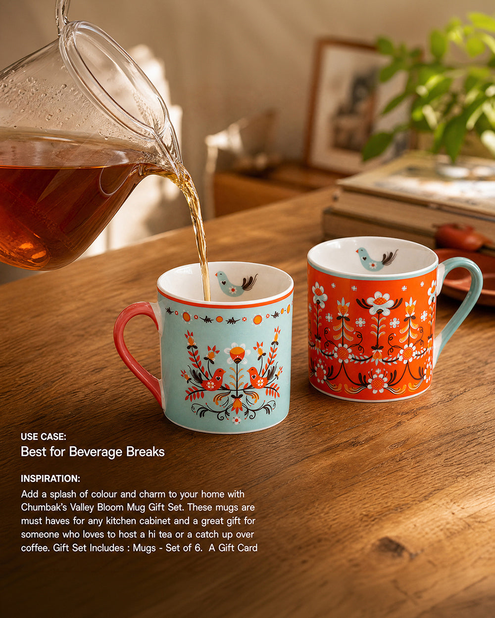 Valley Bloom Tea Mugs Gift Set of 6