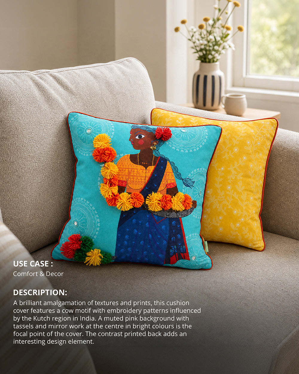 Flower Lady Cushion Cover
