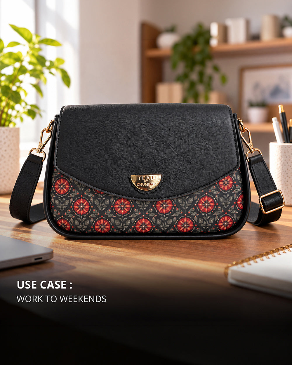 Teal by Chumbak Crimson Phool Shoulder Bag