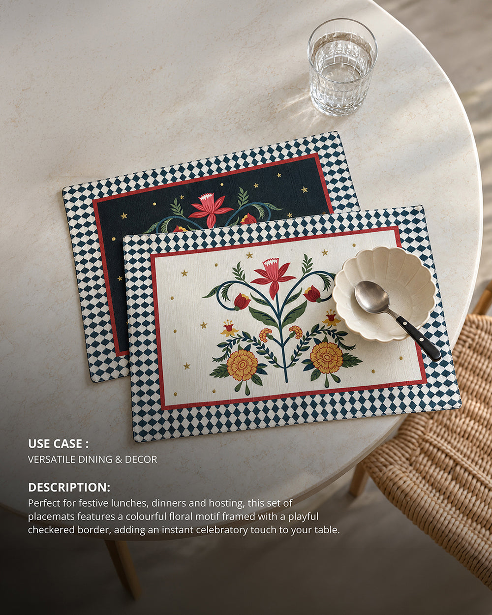 Guldasta & Gossip Placemats Set of 2 | Haveli Socials