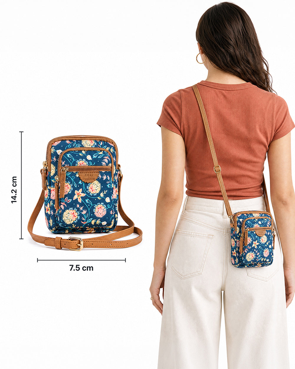 Teal by Chumbak Blue Bloom Wallet Sling Bag