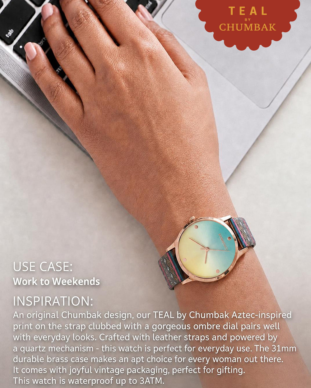 TEAL by Chumbak Ombre Aztec Watch-Black