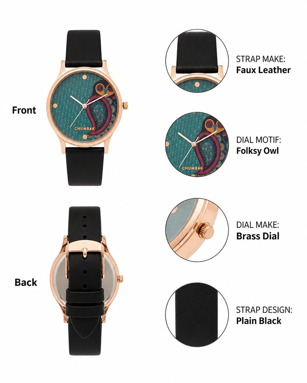 TEAL by Chumbak Folksy Owl Wrist Watch