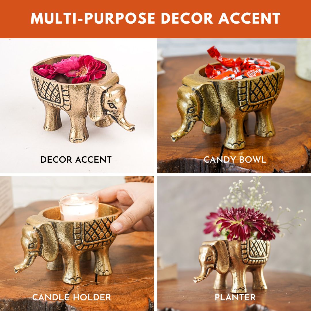 Elephant Gold Figurine Set of 2