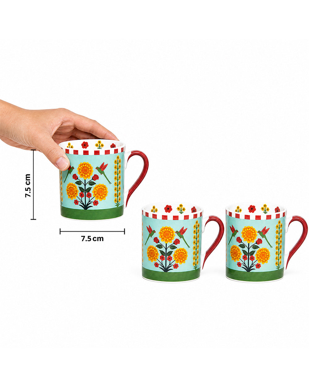 Rani Bagh Mugs Gift Set - Set of 6, 220 ml | Palace Memoirs | Gold Rim