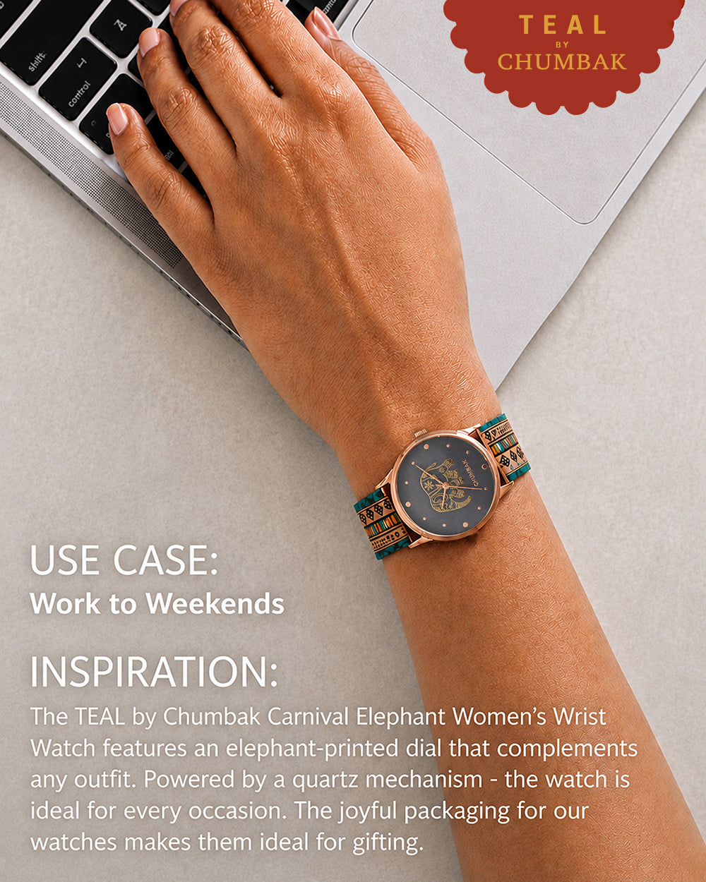 TEAL by Chumbak Carnival Elephant Watch-Black