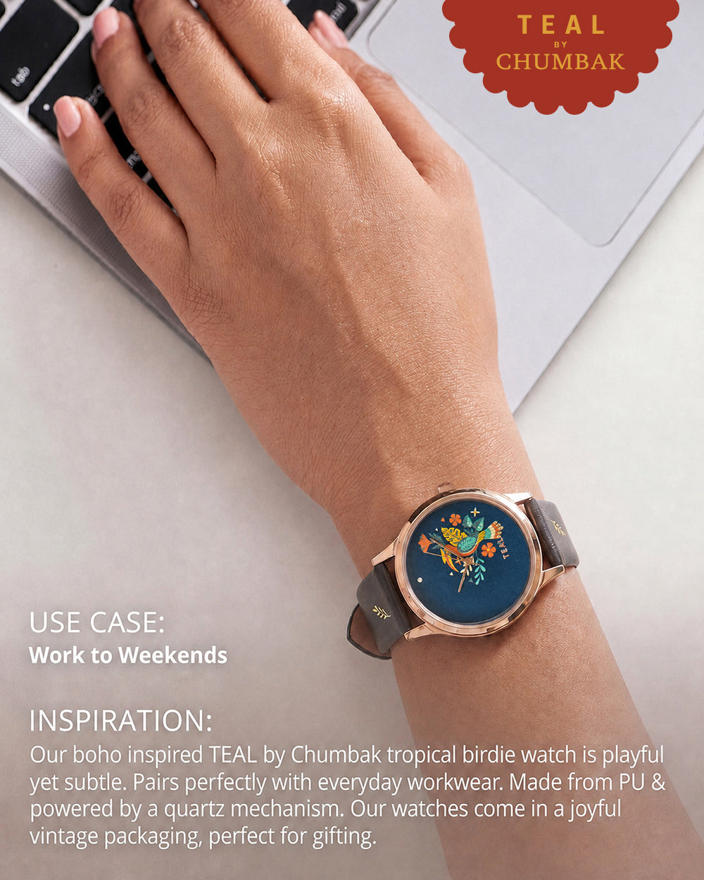 TEAL by Chumbak Tropical Birdie Watch Black