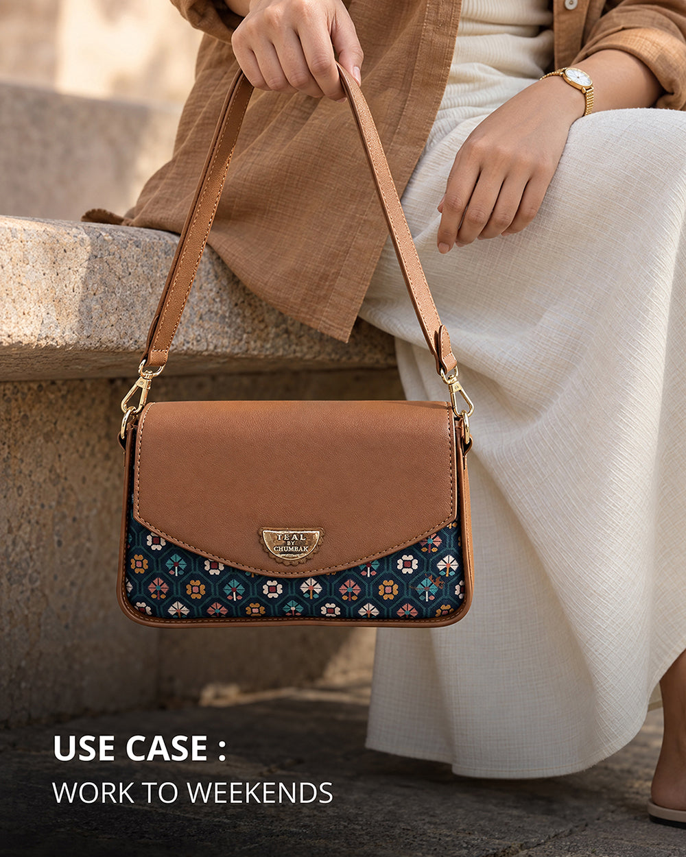 Teal by Chumbak Pixel Flower Shoulder Bag