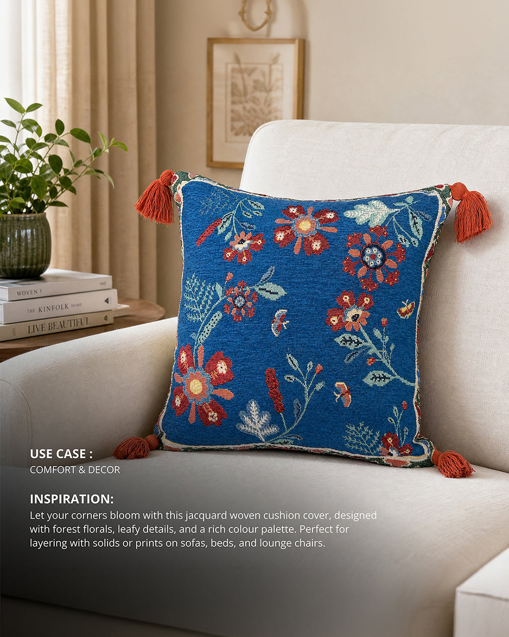 Blooming Woods Jacquard Cushion Cover | Forest Folklore