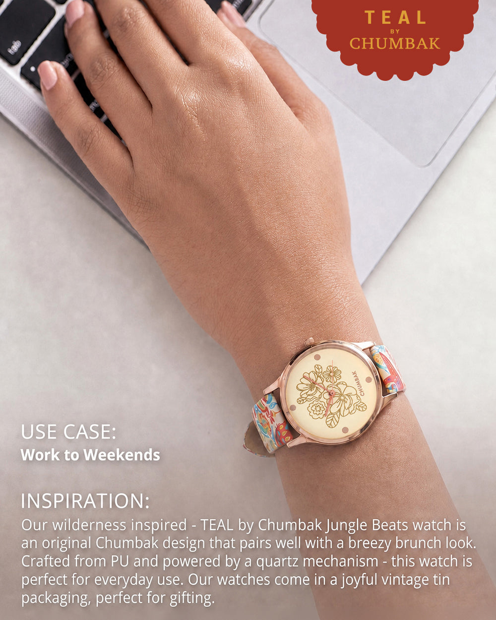 TEAL by Chumbak Jungle Beats Watch Ivory