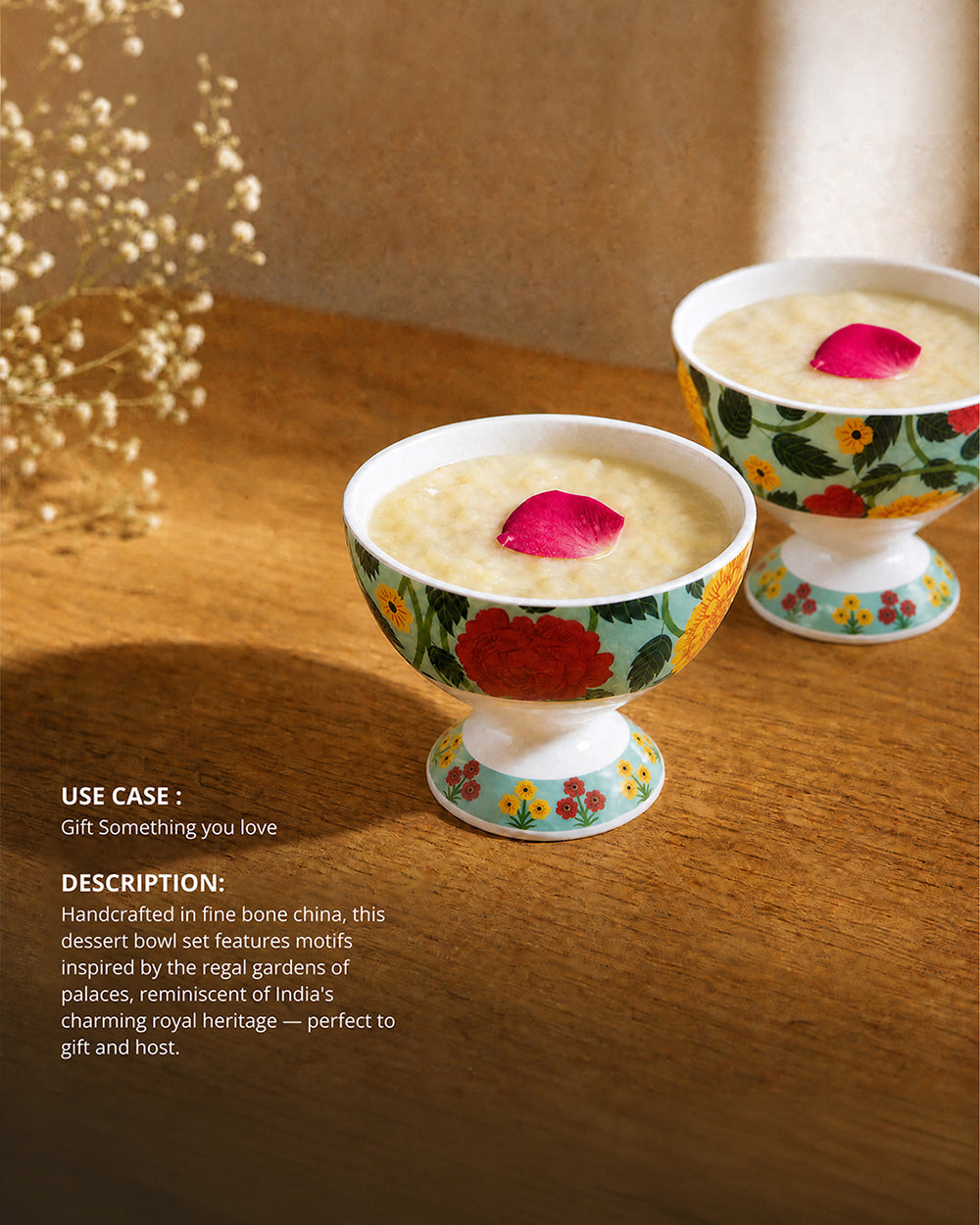 Rani Bagh Dessert Bowls Gift Set - Set of 6, 160 ml | Palace Memoirs