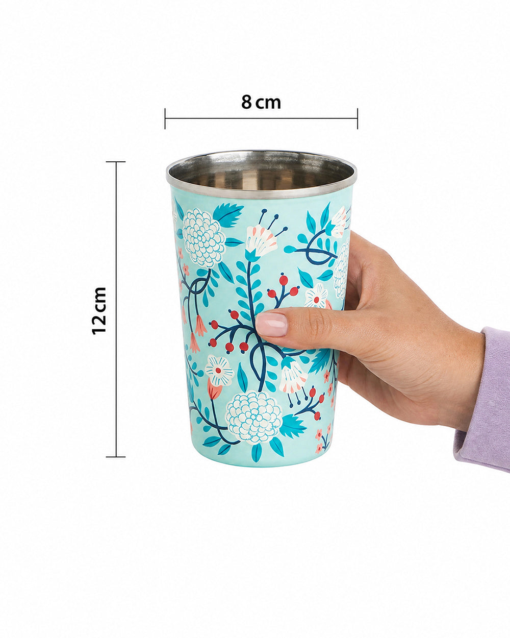 Blue Floral Steel Tumbler Large