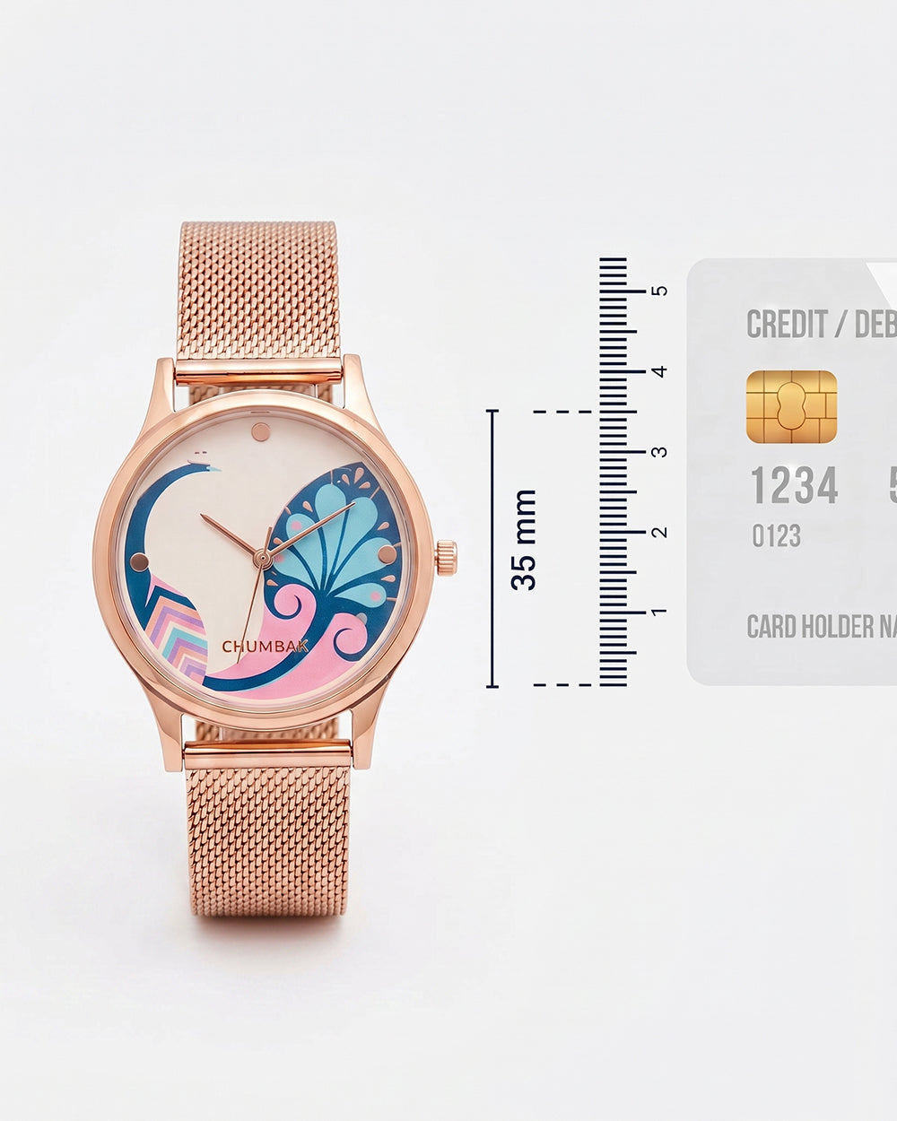 Teal By Chumbak | Urban feathers Watch - Metal Mesh Strap