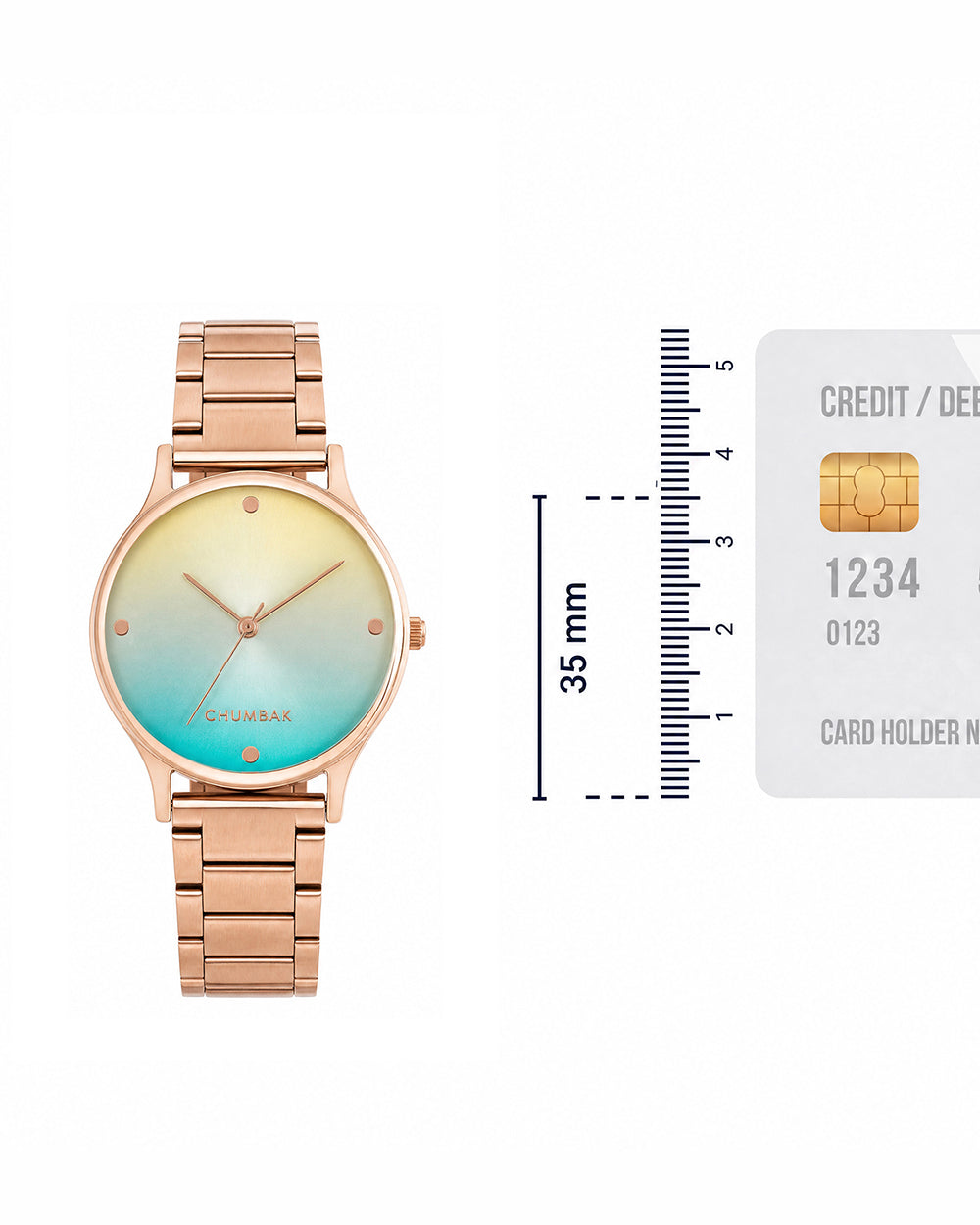 Teal By Chumbak | Ombre Green Watch - Metal Link Strap