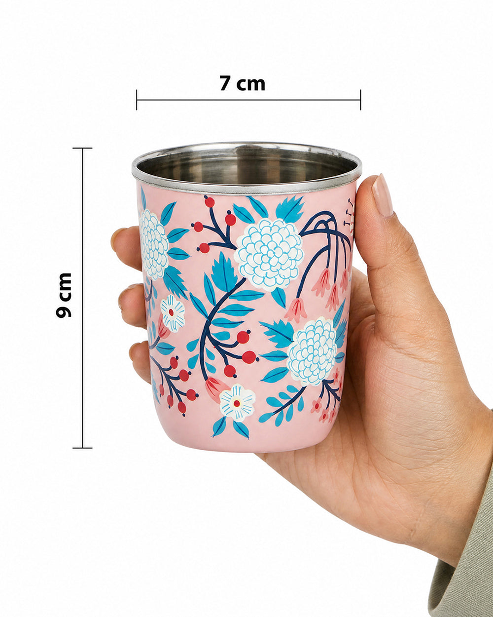 Peach Floral Steel Tumbler Small