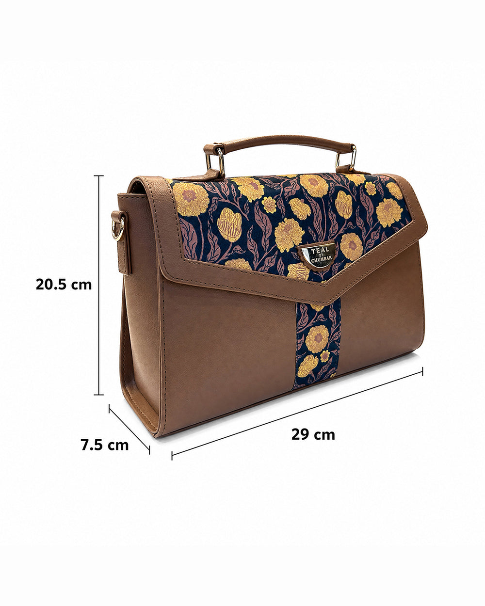 Teal by Chumbak Golden Marigold Muse Flap Handbag