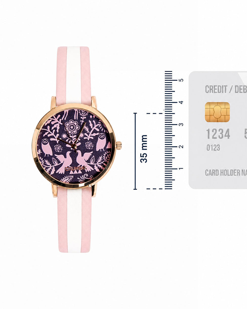 TEAL by Chumbak Floral Birds Wrist Watch- Pink