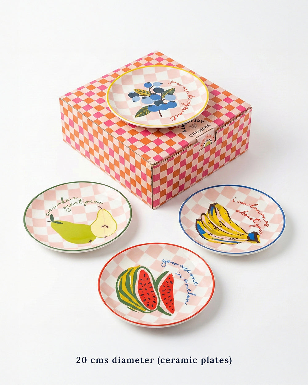 Chumbak Farmlife Snack Plates Gift Set of 4 | Comes in a Gift Box