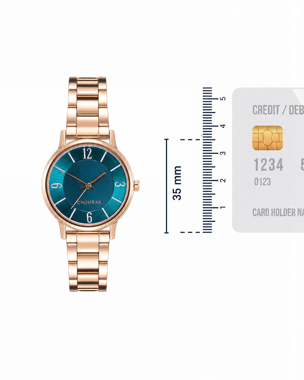 TEAL by Chumbak Forest Jade Watch, Metal link Strap