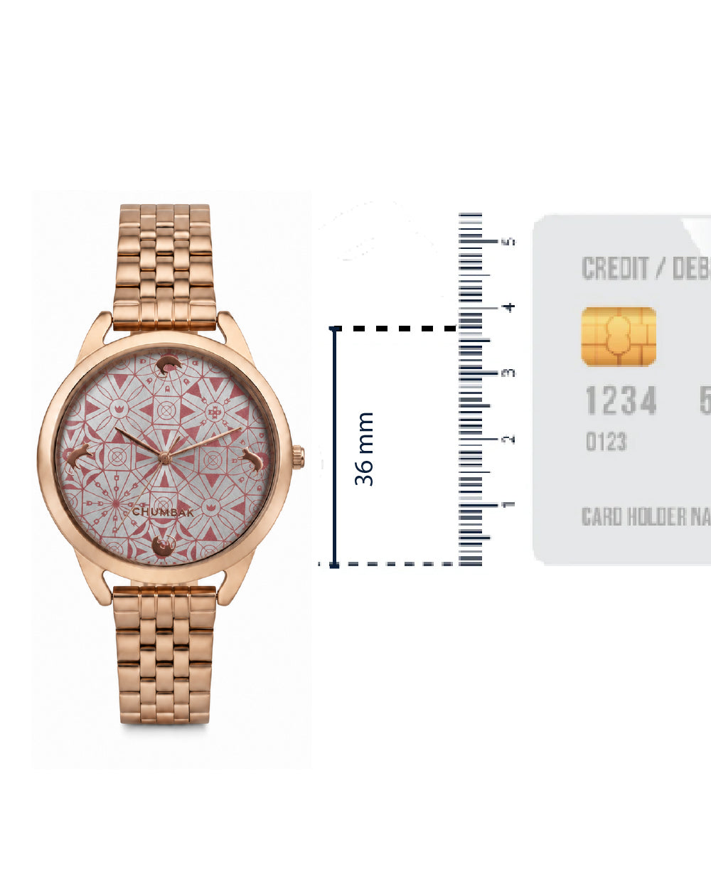 Teal by Chumbak Mosaic Meow Watch | Rose Gold Dial, Mesh Strap
