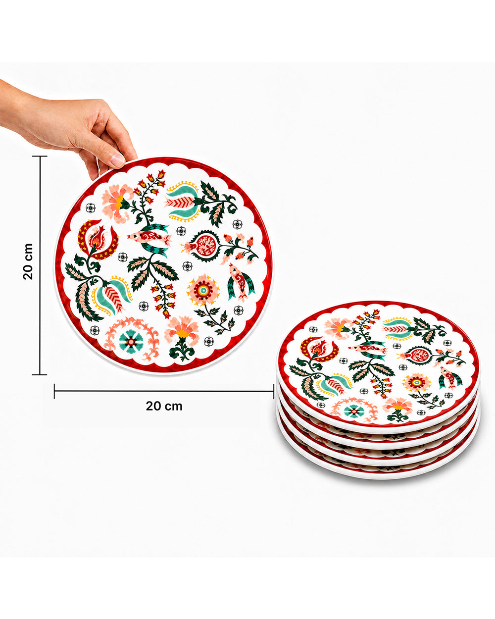 Suzani Blossom Snack Plates Gift Set of 4