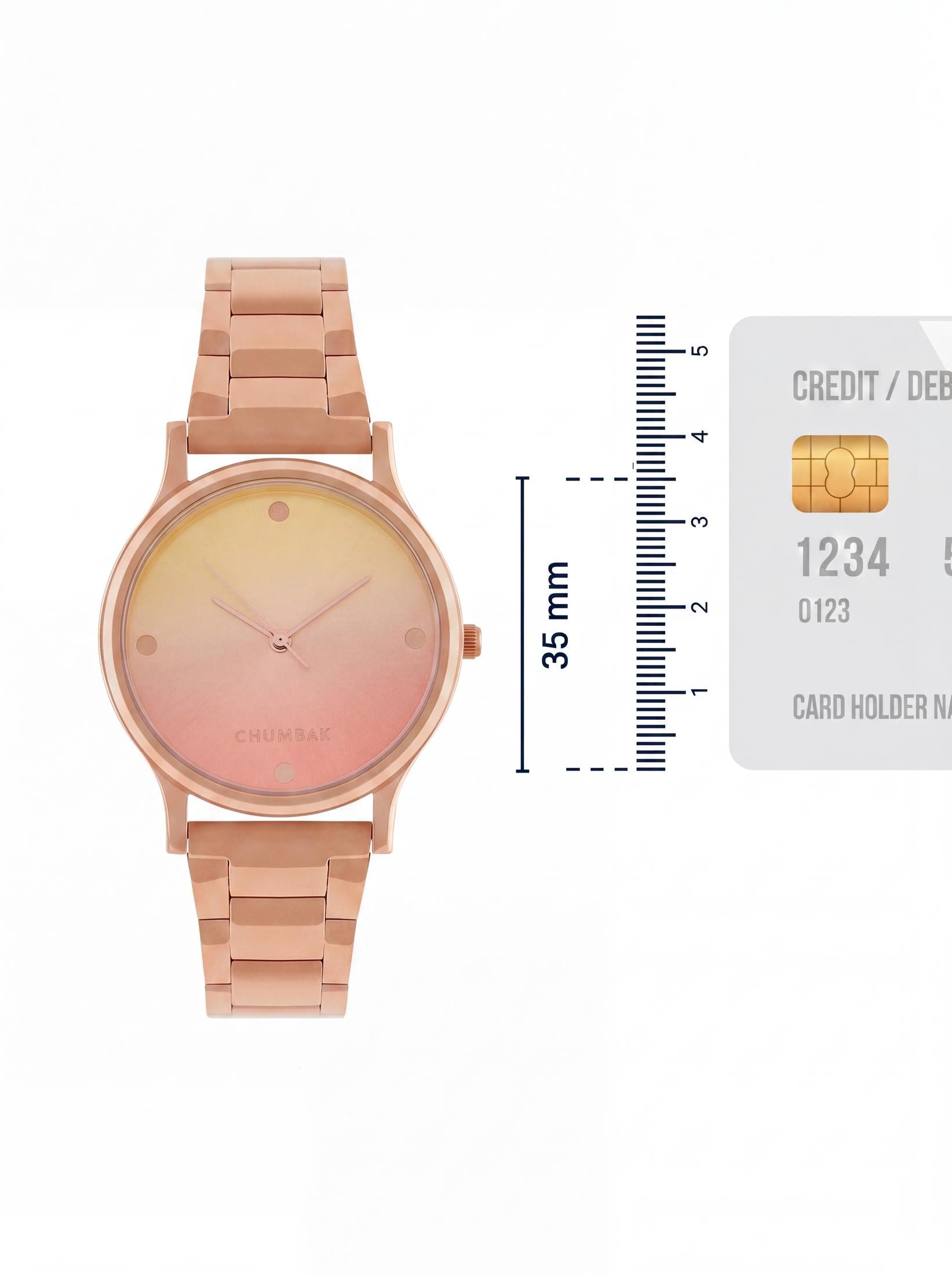 TEAL by Chumbak Sunset Ombre Watch, Metal link Strap