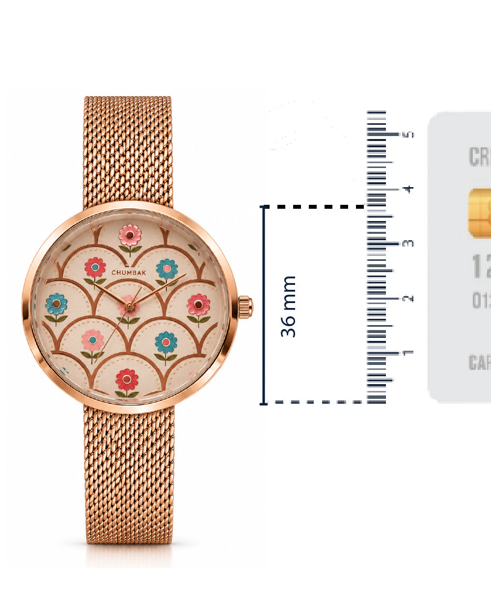 Teal by Chumbak Phool-ish Watch | Rose Gold Dial, Mesh Strap
