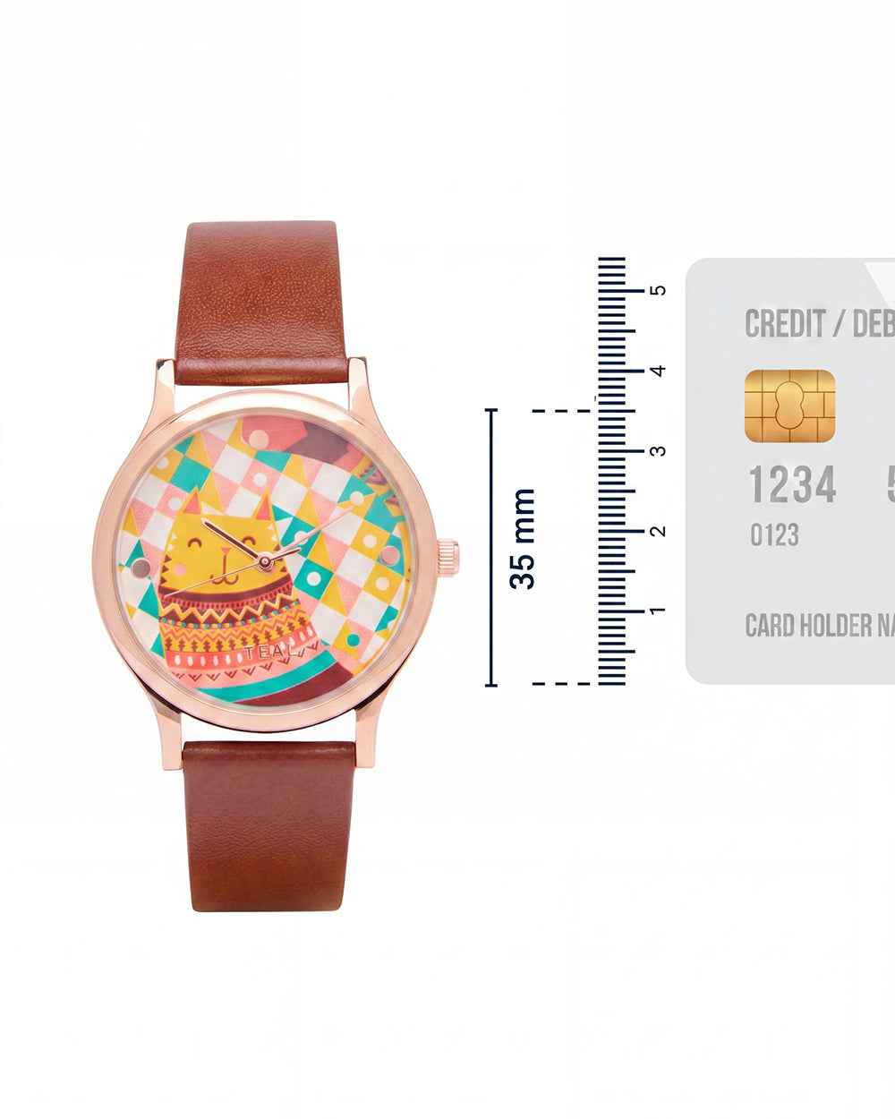 TEAL by Chumbak Aztec Cats Wrist Watch