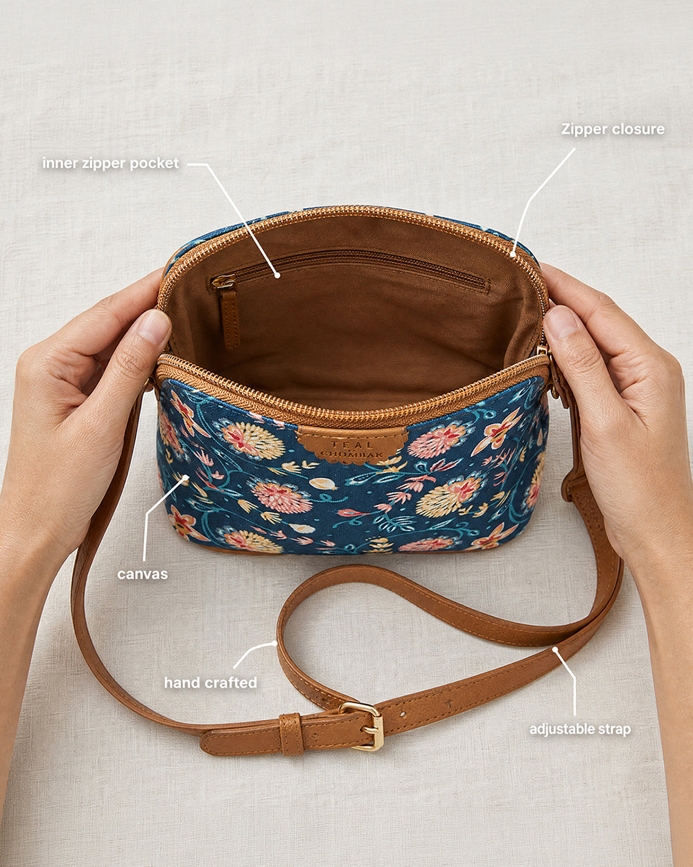 Teal by Chumbak Blue Bloom Sling Bag