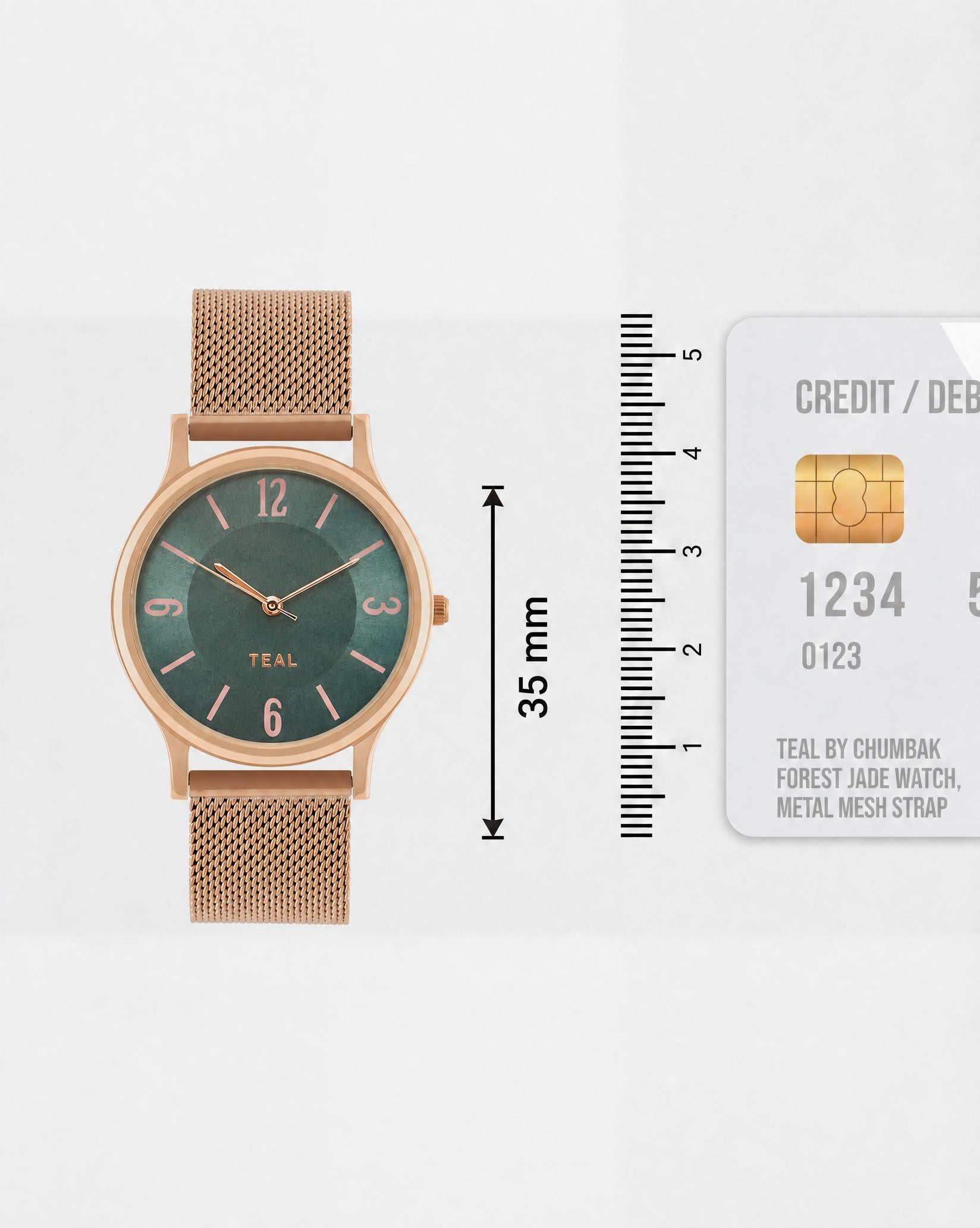 TEAL by Chumbak Forest Jade Watch, Metal Mesh Strap