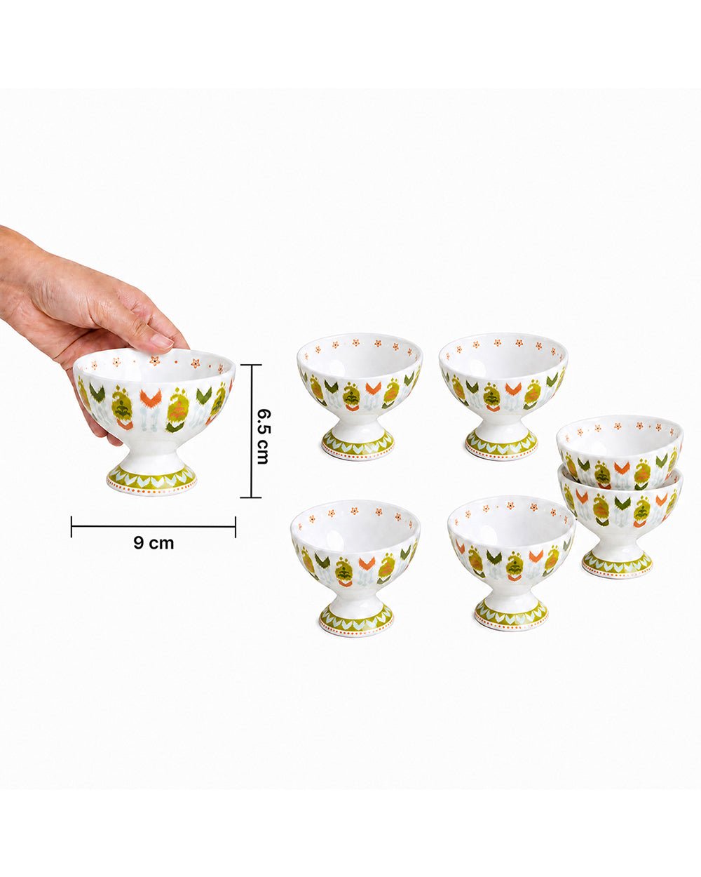 Ikat Paisley Dessert Bowls Gift Set - Set of 6, 160 ml