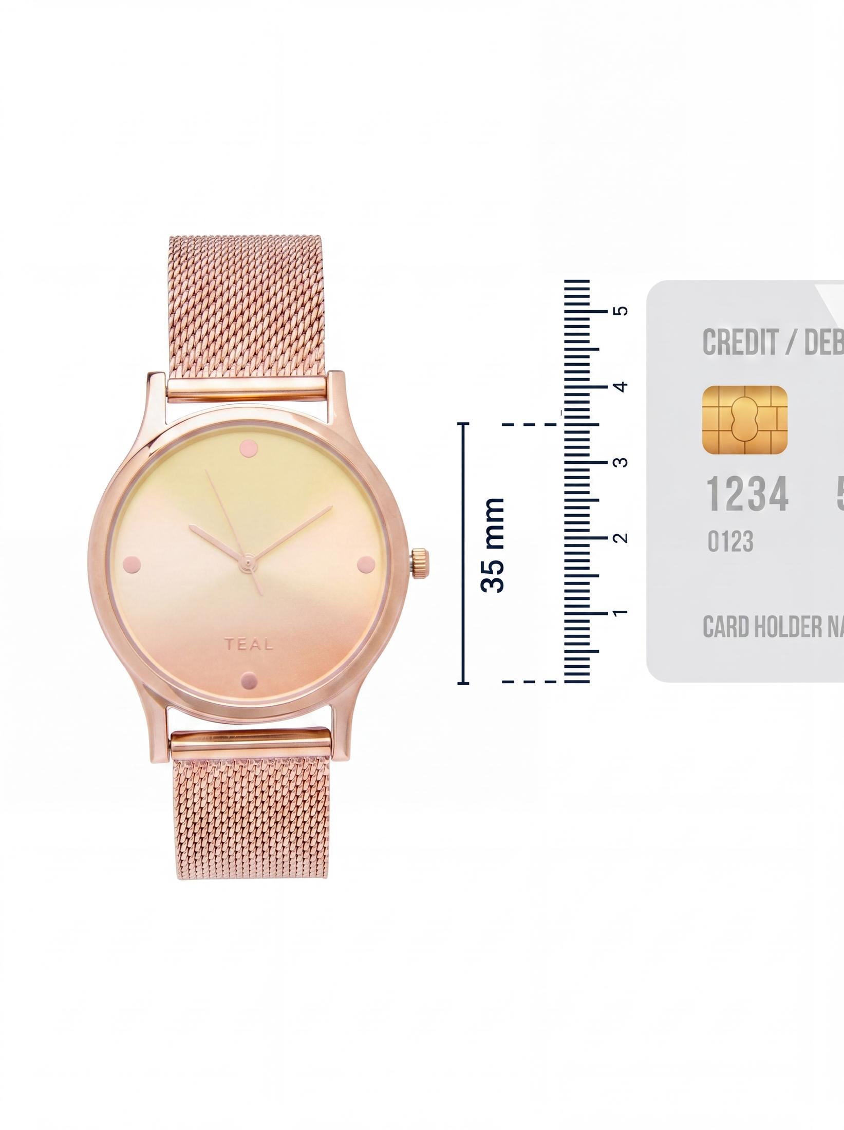 TEAL by Chumbak Sunset Ombre Watch, Metal Mesh Strap