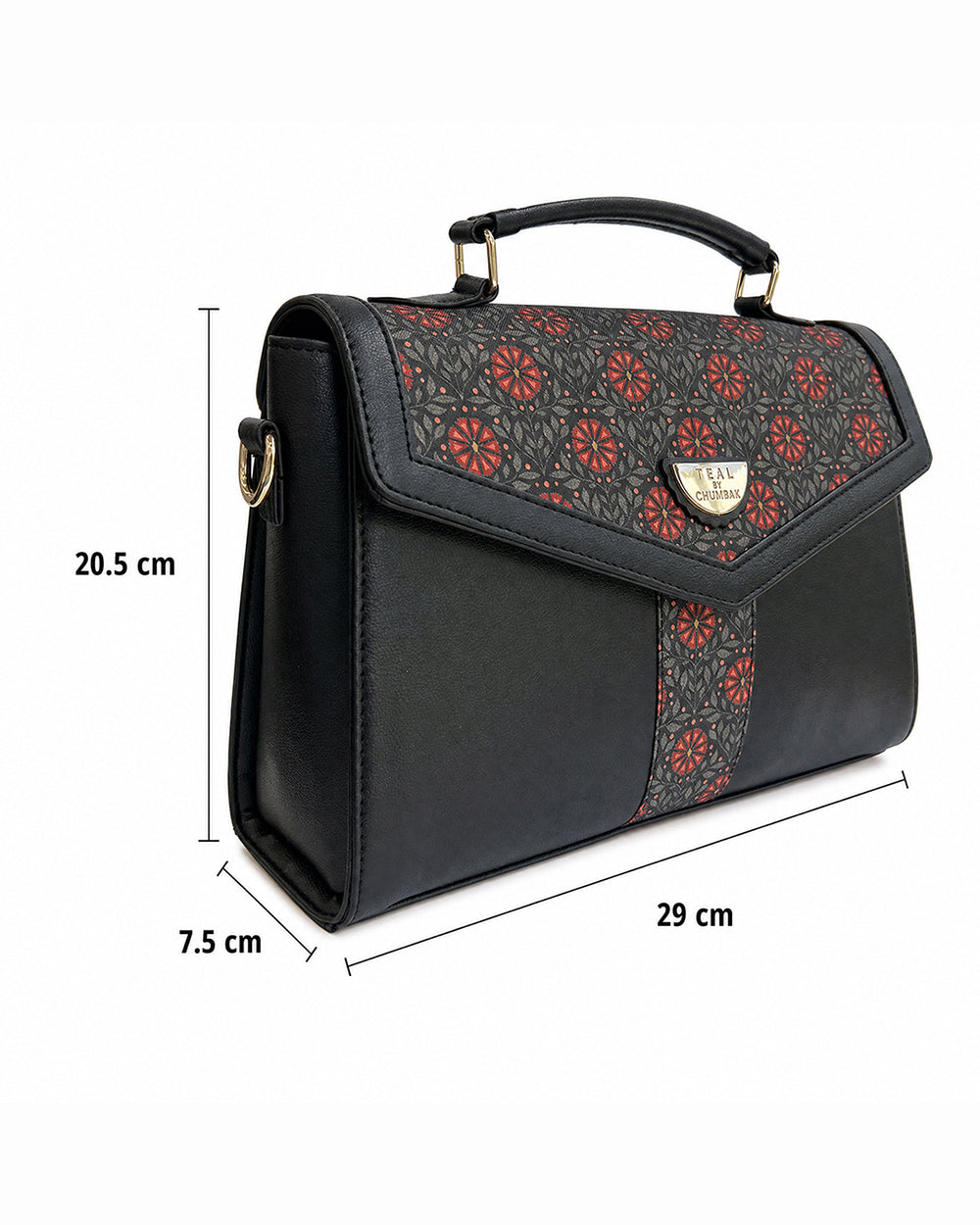 Teal by Chumbak Crimson Phool Jaal Flap Handbag