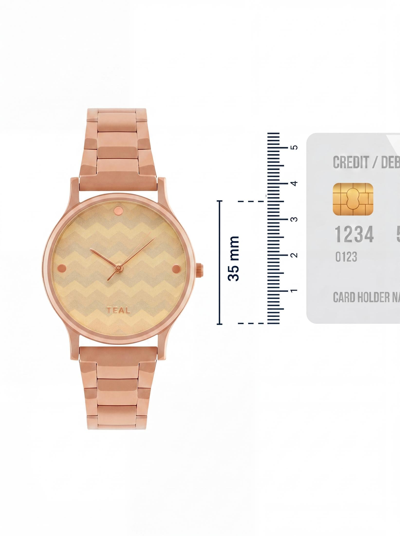 Teal by Chumbak Chevron Watch,Stainless Steel Link Strap