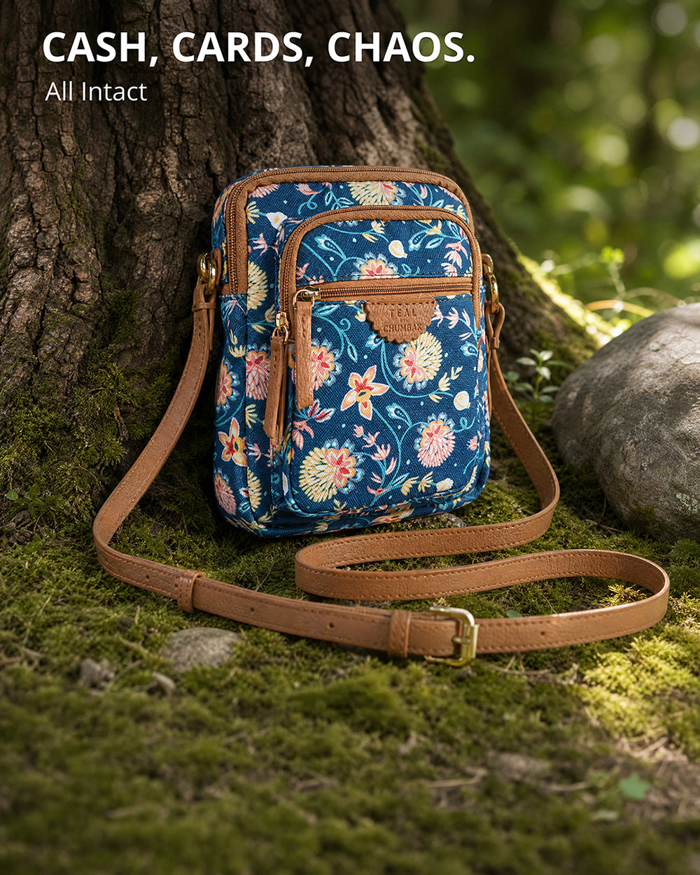 Teal by Chumbak Blue Bloom Wallet Sling Bag