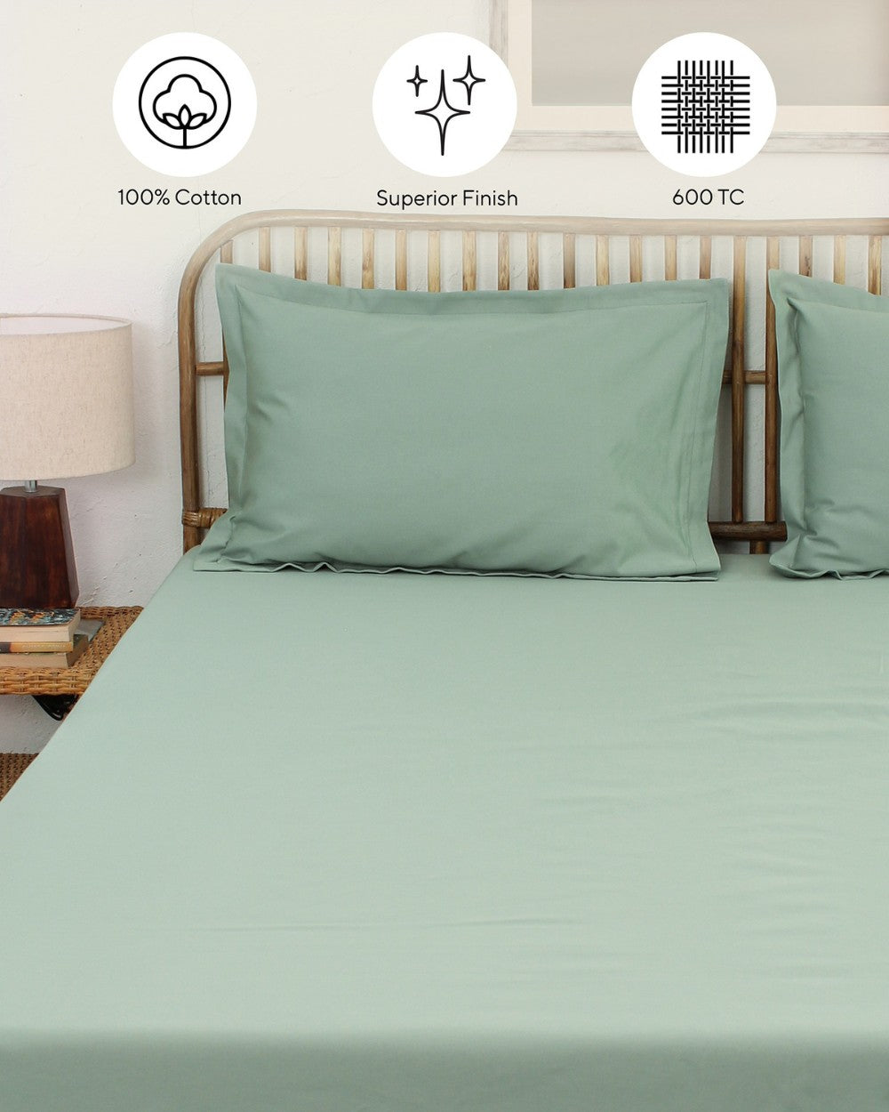 Sage Soiree - Queen Size Bedsheet Set 600TC