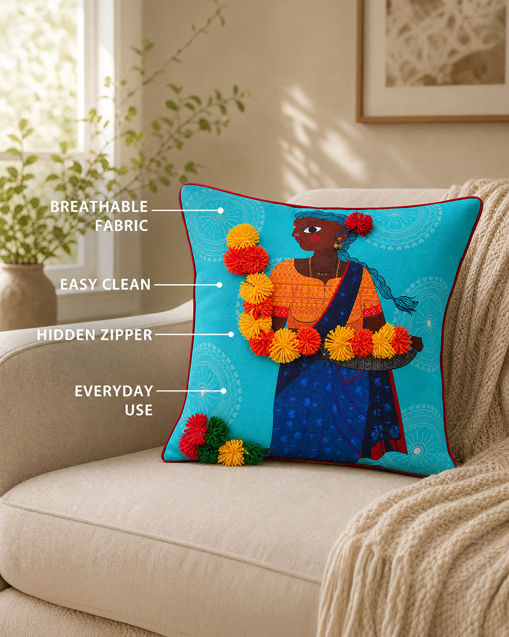 Flower Lady Cushion Cover