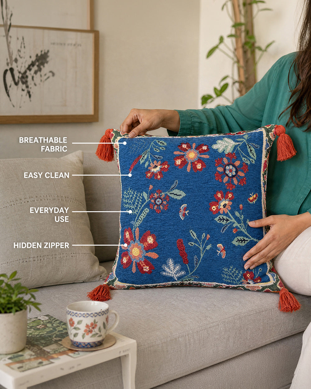 Blooming Woods Jacquard Cushion Cover | Forest Folklore