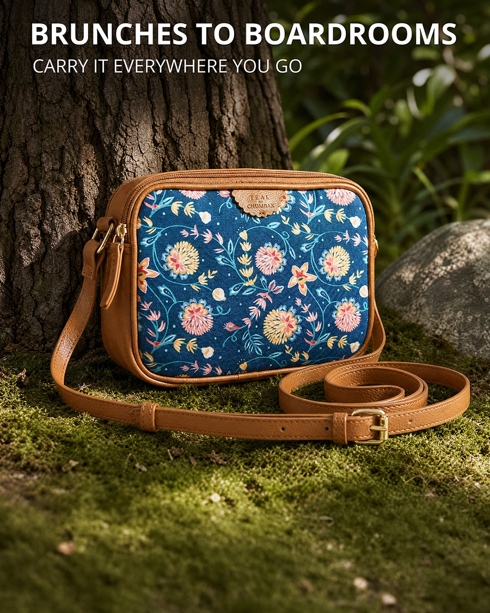 Teal by Chumbak Blue Bloom Box Sling Bag