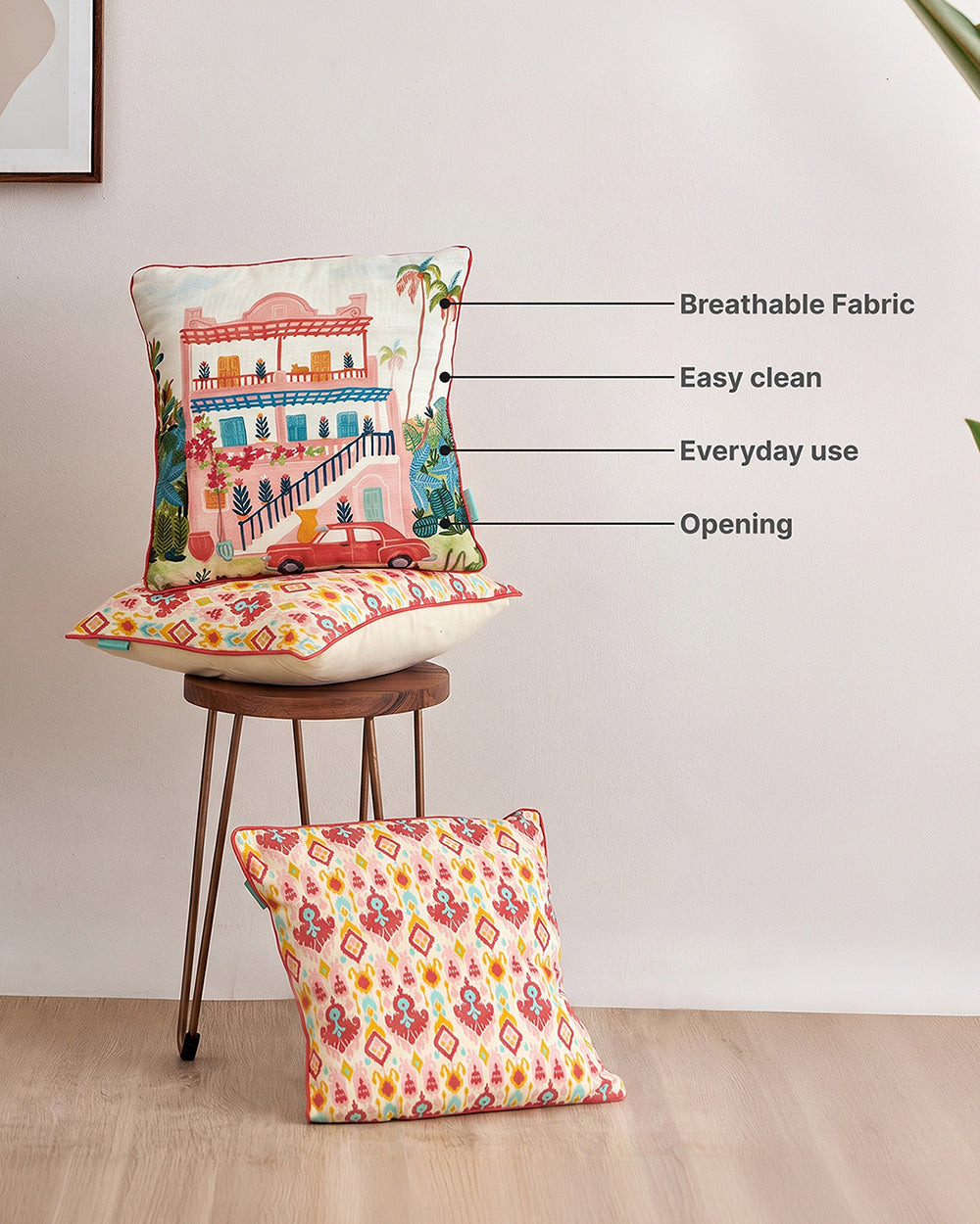 Countryside Ikkat Cushion Cover Set of 3 -16”