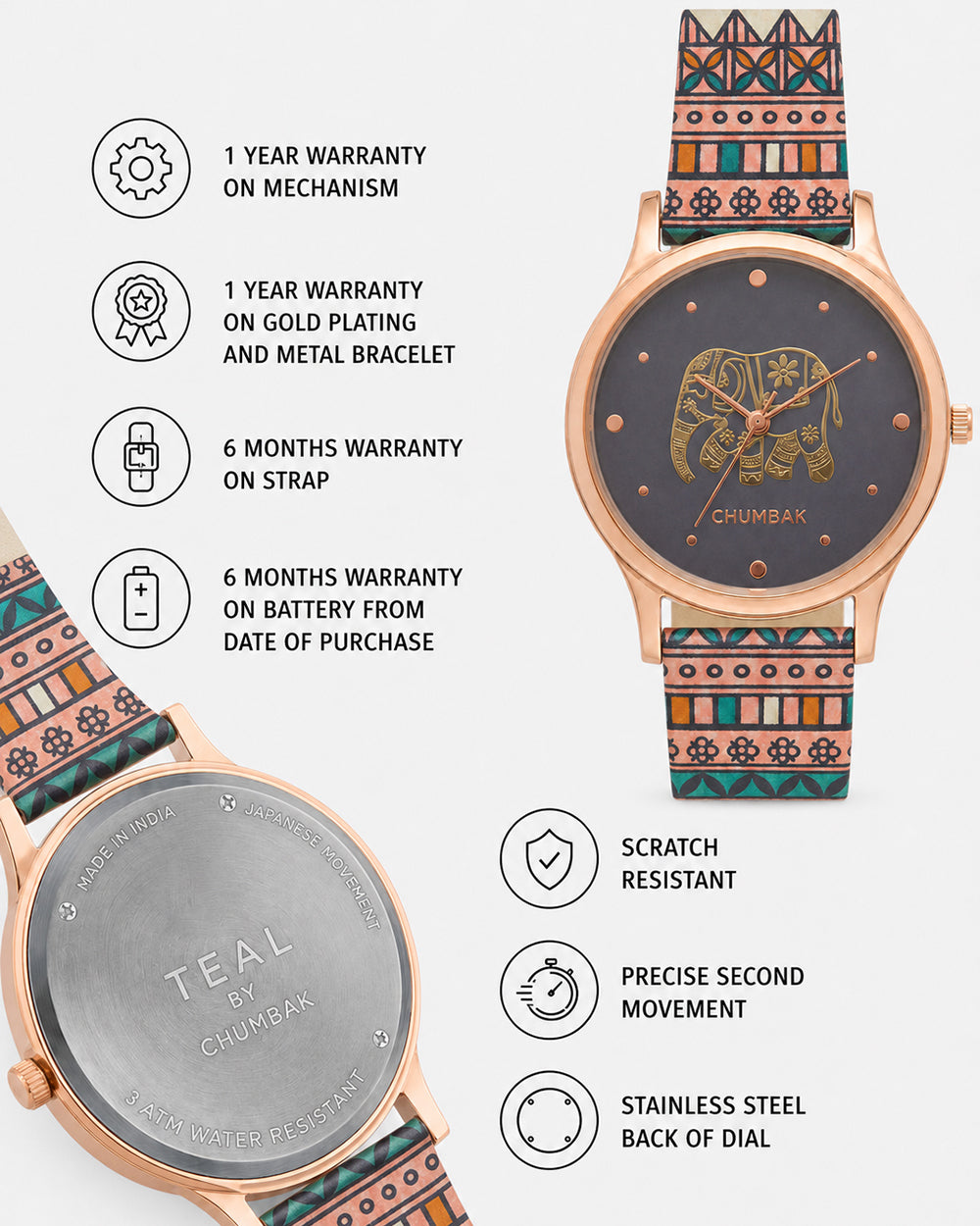 TEAL by Chumbak Carnival Elephant Watch-Black
