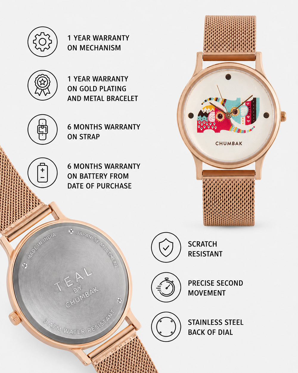 Teal by Chumbak Yin Yang Ele Watch ,Stainless Steel Mesh Strap