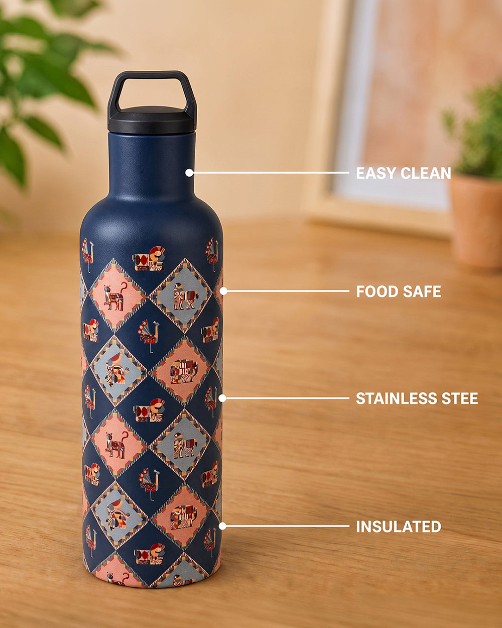 Jungle Jigsaw Insulated Steel Sipper - 900ml | Forest Folklore