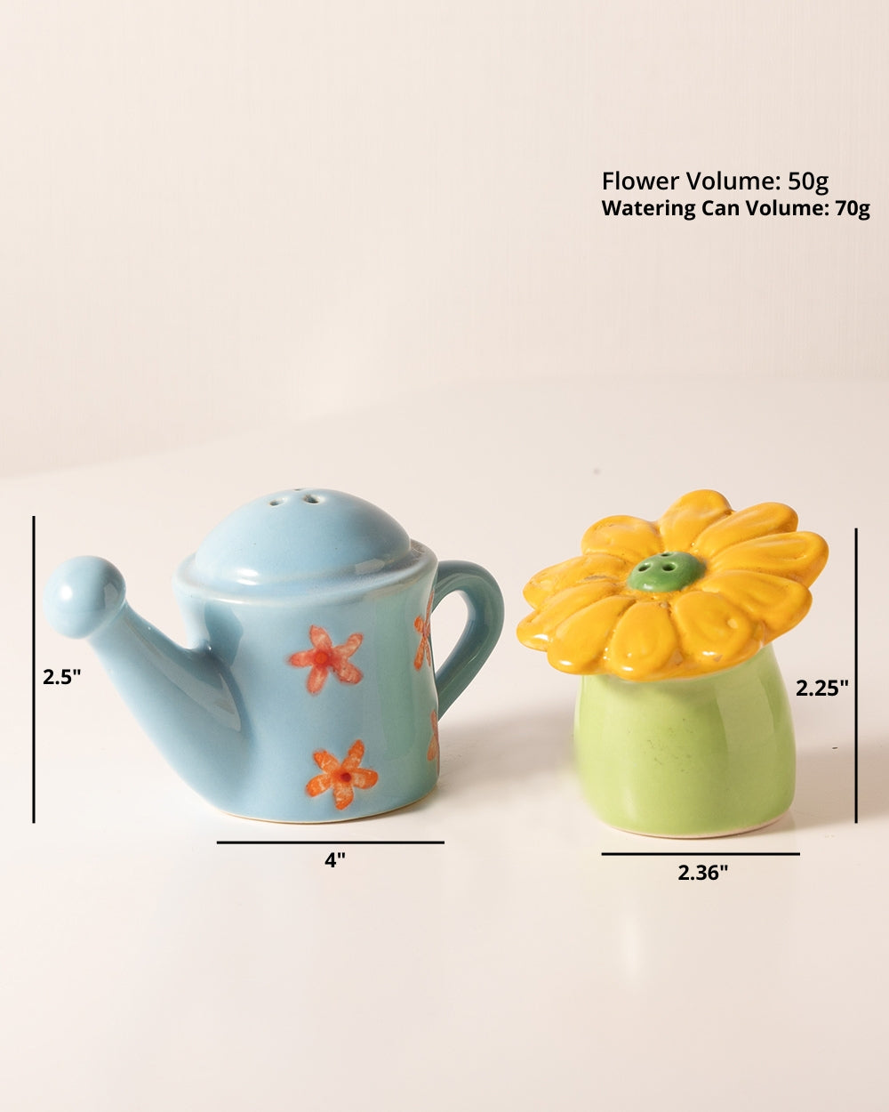 Mahi- Flower and watering can salt and pepper shaker