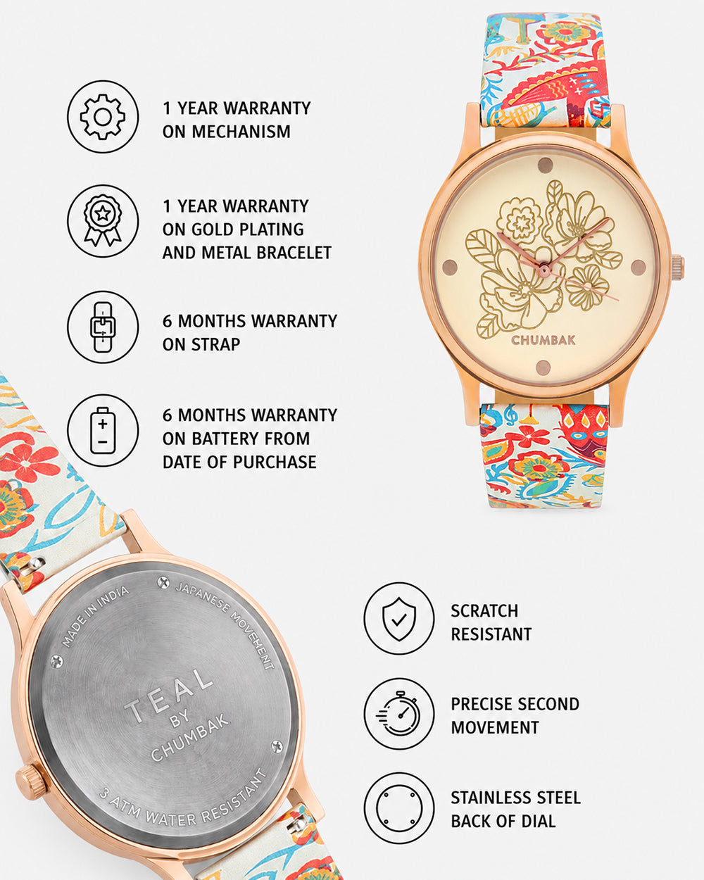 TEAL by Chumbak Jungle Beats Watch Ivory