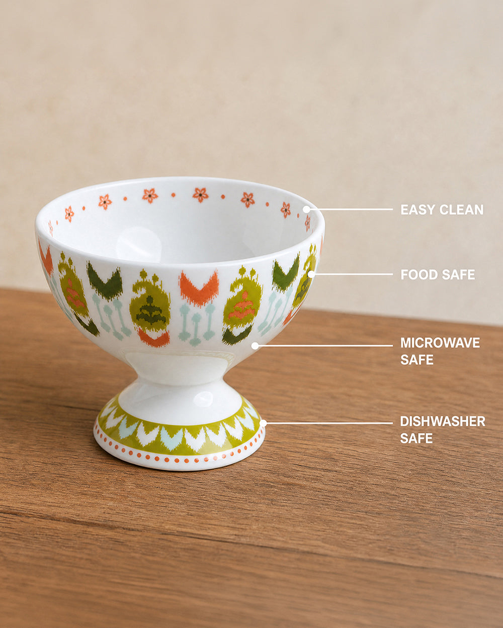 Ikat Paisley Dessert Bowls Gift Set - Set of 6, 160 ml