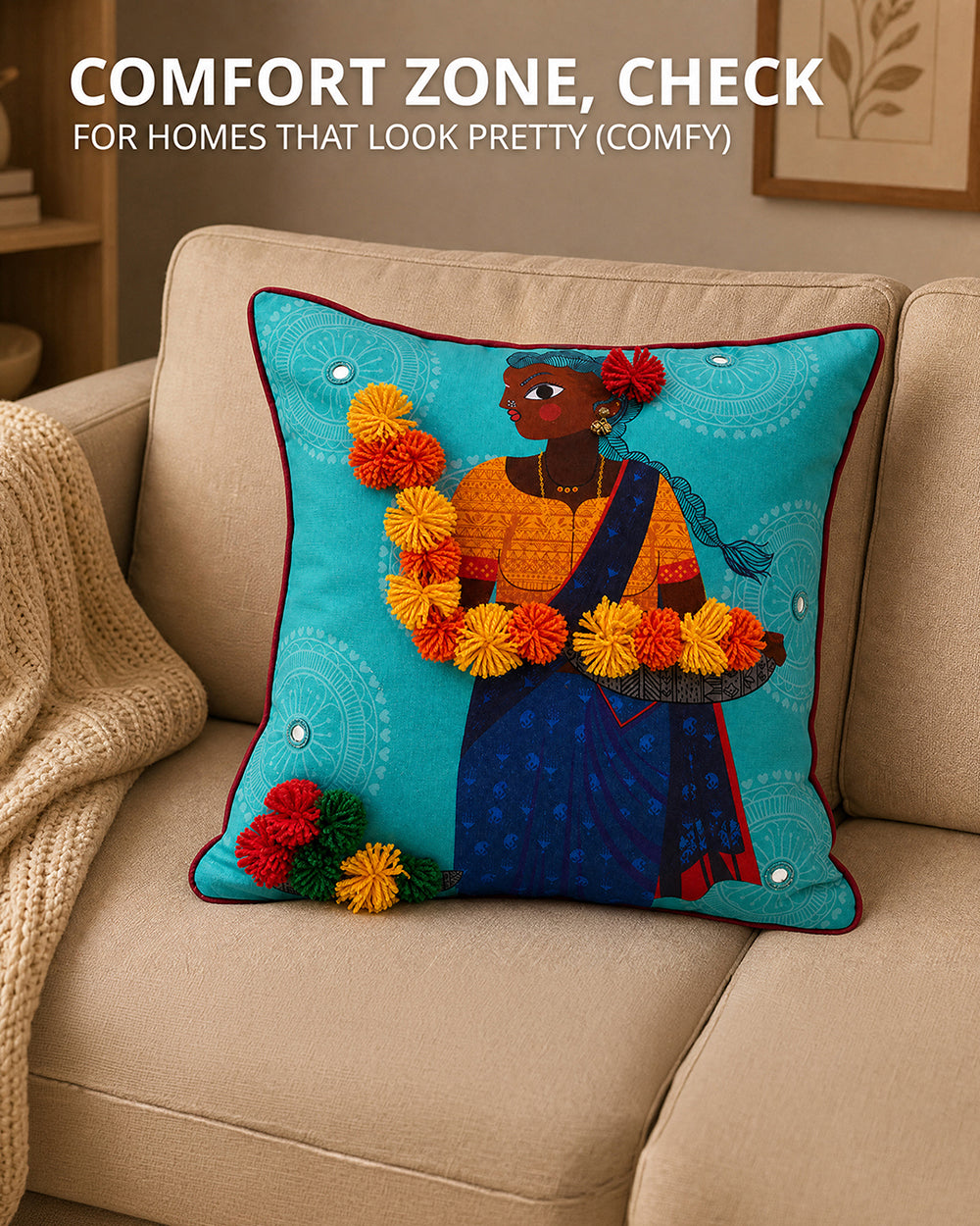 Flower Lady Cushion Cover