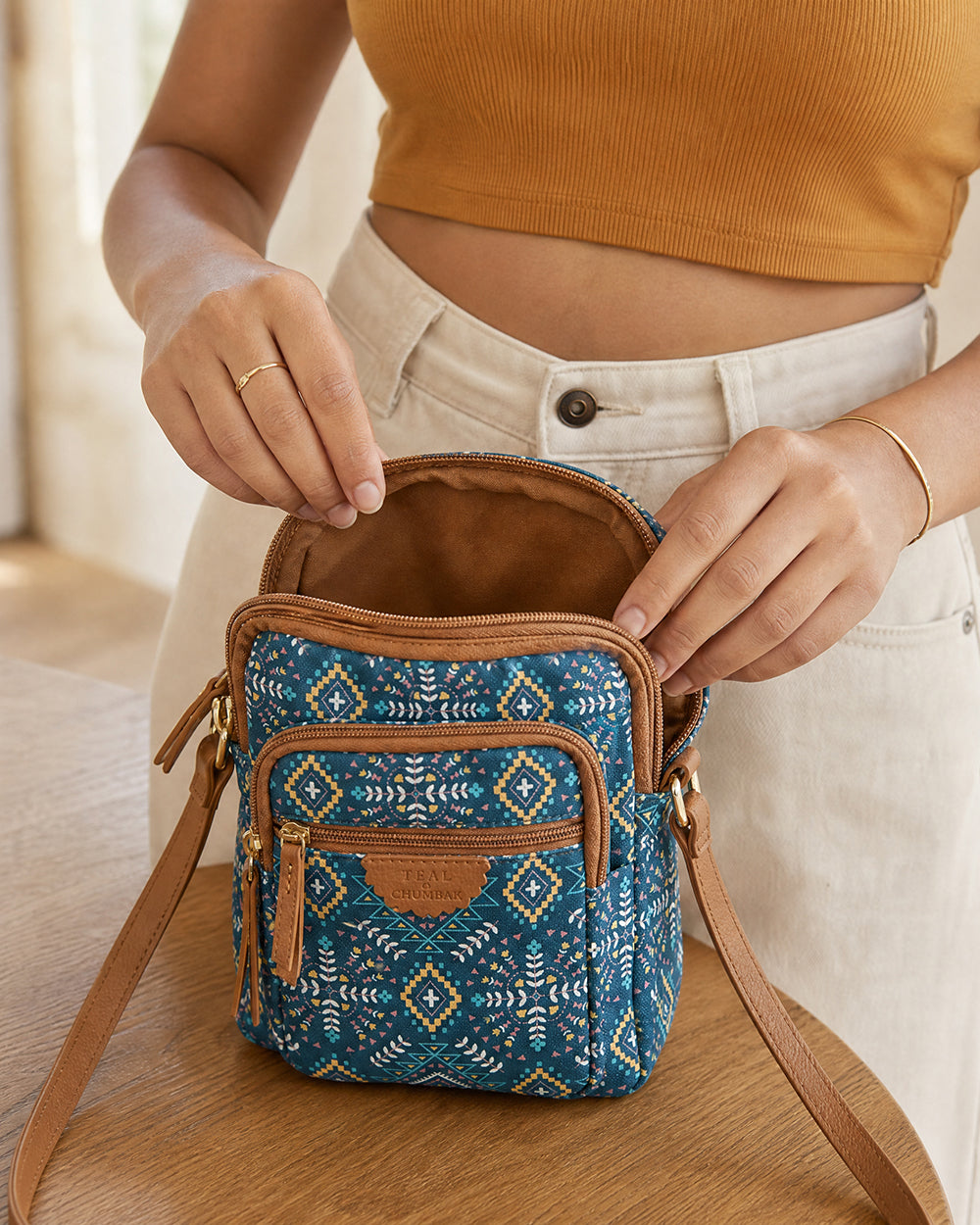 Teal by Chumbak Mexico Aztec Wallet Sling Bag