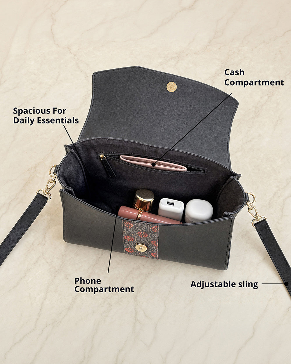 Teal by Chumbak Crimson Phool Jaal Flap Handbag
