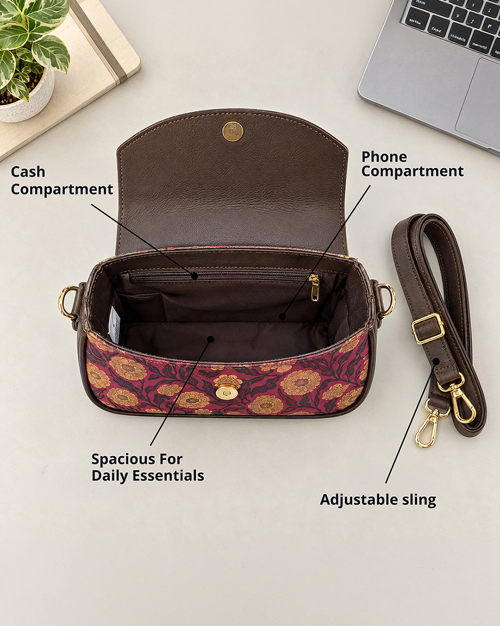 Teal by Chumbak Crimson Marigold Muse Shoulder Bag